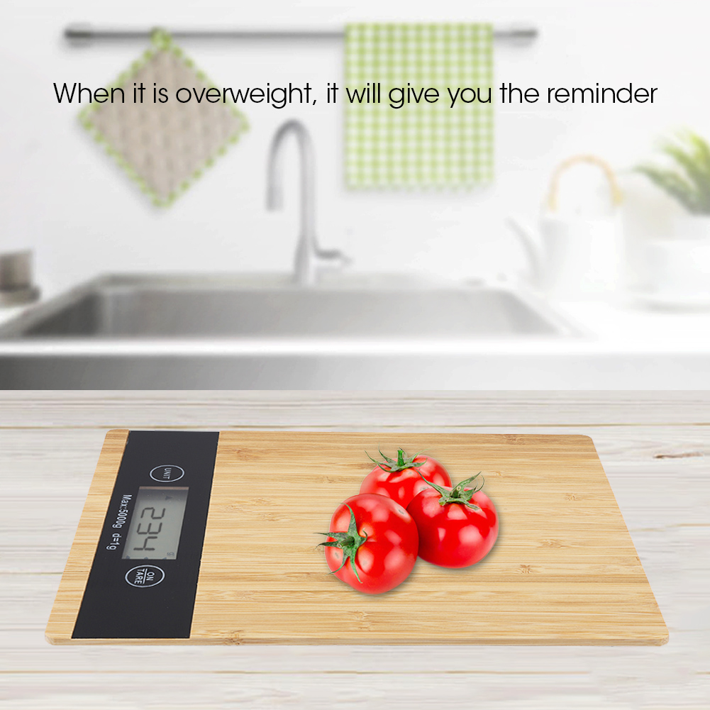 Elektrische Küchenwaage Aus Bambus Mit Led-anzeige, Lebensmittelwaage Zum Wiegen Beim Kochen, Digitalanzeige, Präzise, Kompakt