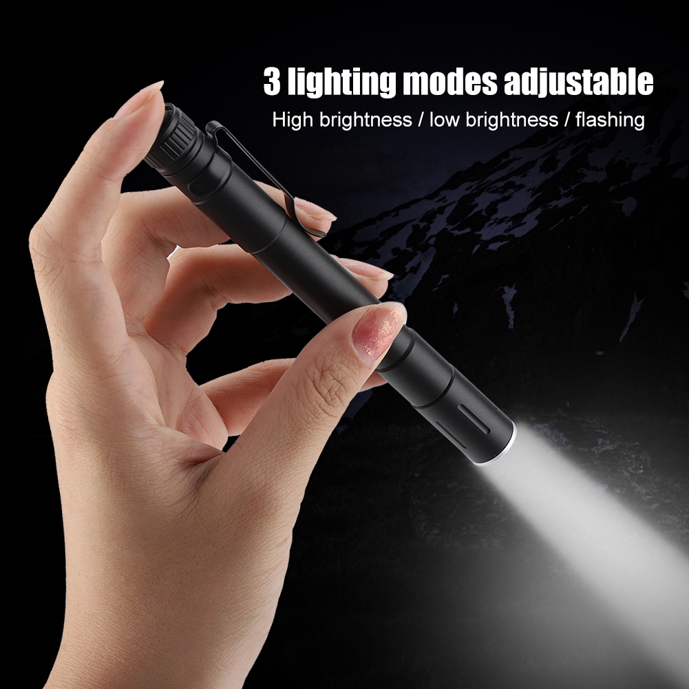 Hochleistungsfähige Schwarze Led-taschenlampe Aus Aluminiumlegierung, Outdoor-campinglampe, 3 Leuchtmodi, Robuste Taschenlampe