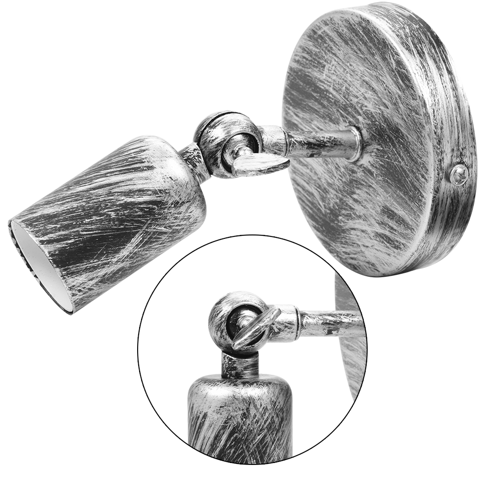 Retro-wandleuchte Aus Silberfarbenem Metall Für Bar, Café, Flur, E27-fassung, Lampenfassung, Industriestil, 1 Stück