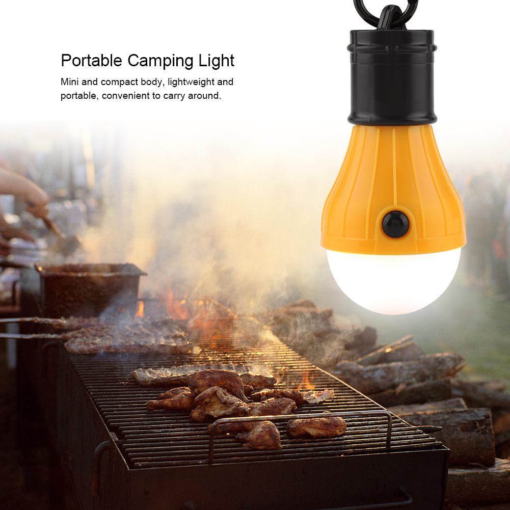 Mini-zeltlampe Zum Aufhängen Mit 3 Gelben Leds, Außenbeleuchtung Zum Angeln Und Campen, Leichte Laterne Mit Haken