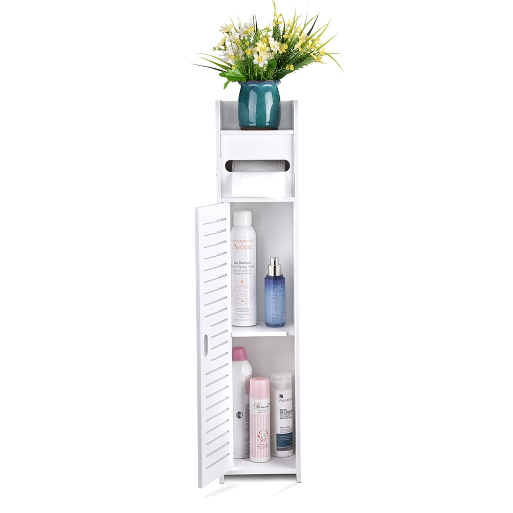 Badezimmerschrank, 80 Cm Hoch, 17 Cm Schmal, Stabil Und Wasserdicht, Wc-säule Mit Ablagen, Kompakter Badezimmerschrank