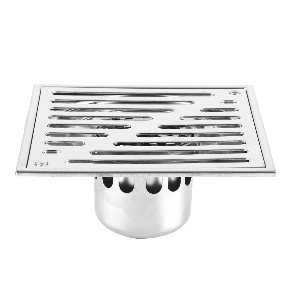 Quadratischer Edelstahl-bodenablauf Mit Geruchsneutralisierung Für Badezimmer Und Dusche, Große Öffnung (150 X 150 Mm)