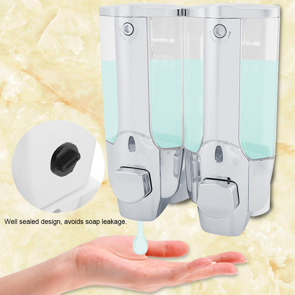 Wandmontierter Schaumseifen- Und Lotionenspender, 350/700 Ml, Doppelauslauf, Transparenter Behälter, Befestigungsmaterial Inklusive, Für Bad Und Küche.