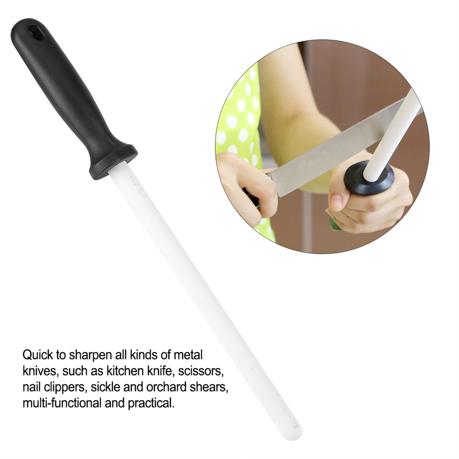 Keramik-schärfstab Zum Schärfen Von Küchenmessern Und Scheren, 20 Cm Lang, Manueller Schleifstein, Langlebiges Wetzwerkzeug, 1 Stück