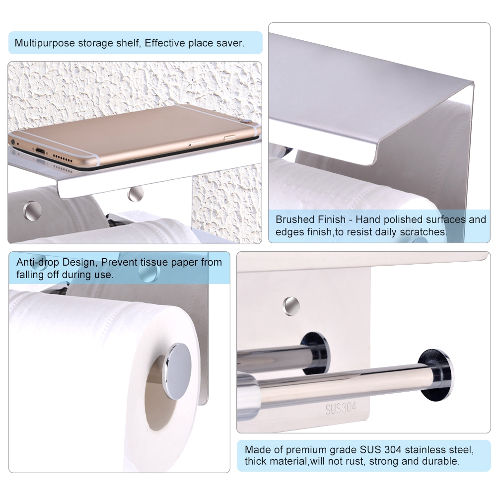 Wandmontierter Toilettenpapierhalter Aus Edelstahl Sus304, Toilettenpapierspender Für Das Badezimmer, Inklusive Befestigungsmaterial