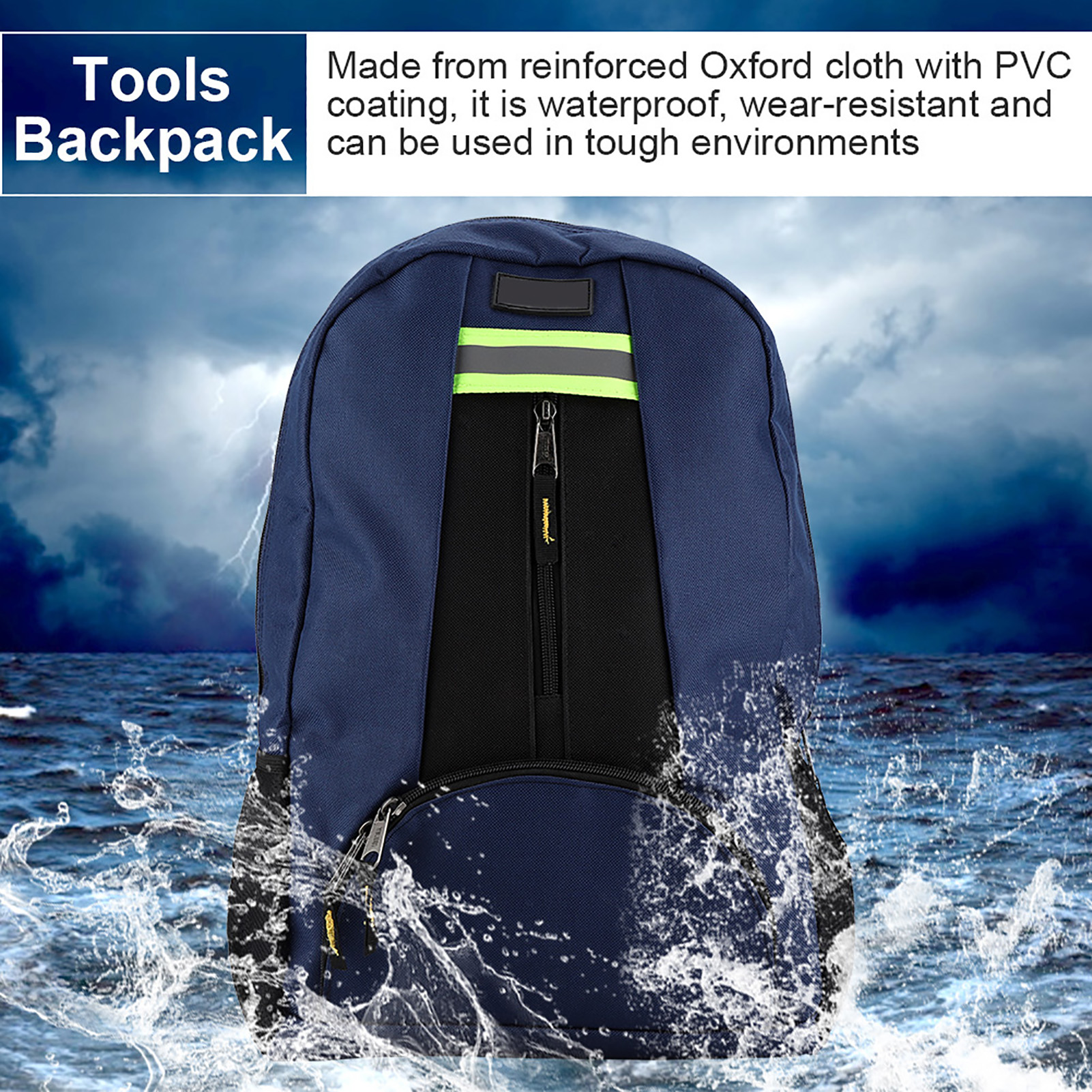 Wasserdichter Und Strapazierfähiger Werkzeugrucksack Aus Oxford-canvas Für Elektriker, Klempner Und Reparaturhandwerker, Blau, Profi-tasche