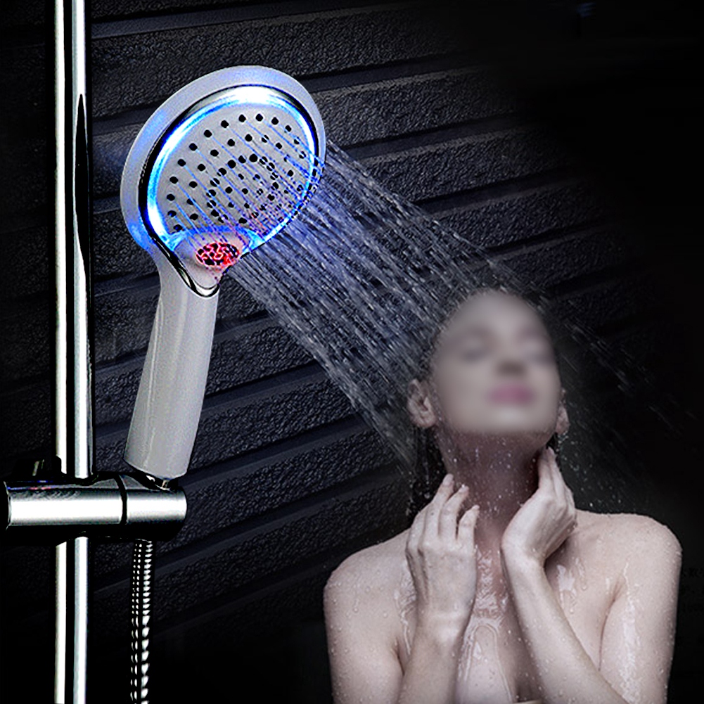 Handbrausekopf Mit Digitaler Temperaturanzeige, 3-farbiger Led-beleuchtung, Chromoberfläche