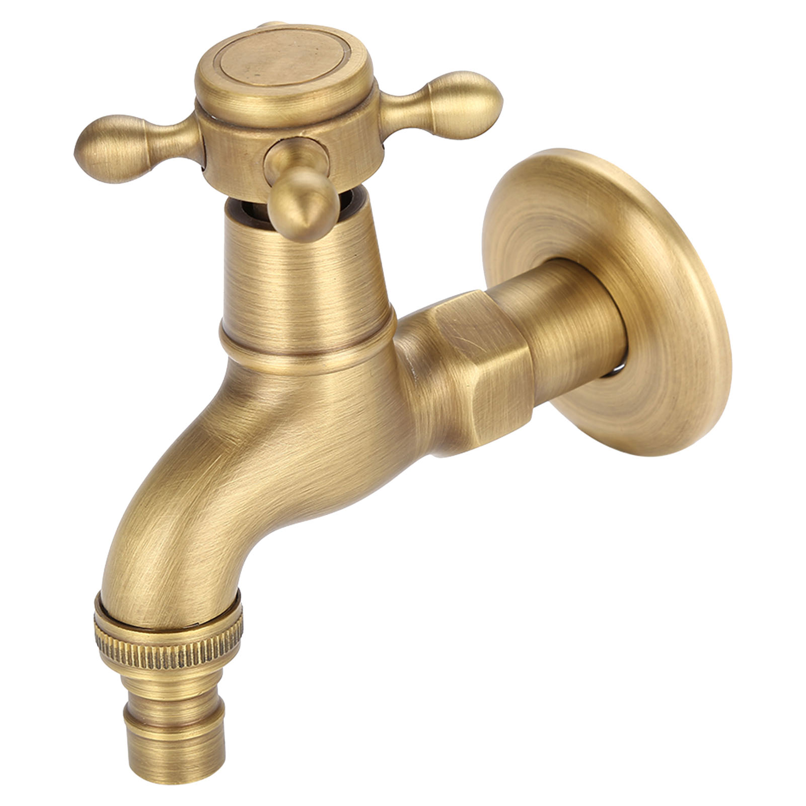 Vintage-wandarmatur Aus Massivem Messing, Wasserzulauf Für Waschmaschine, Wandmontage, Kurze Ausführung, Antik-finish, 1 Stück