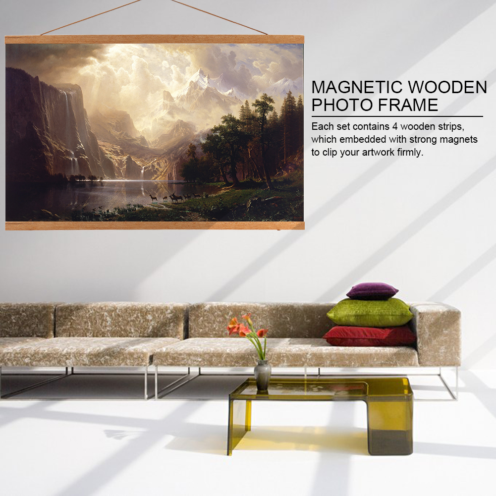 Moderner Magnetischer Bilderrahmen Aus Holz, Wandhalterung Für Selbstgemachte Poster, Drucke Und Kunstwerke, Posterclip, 80 Cm, Elegantes Schwarz.