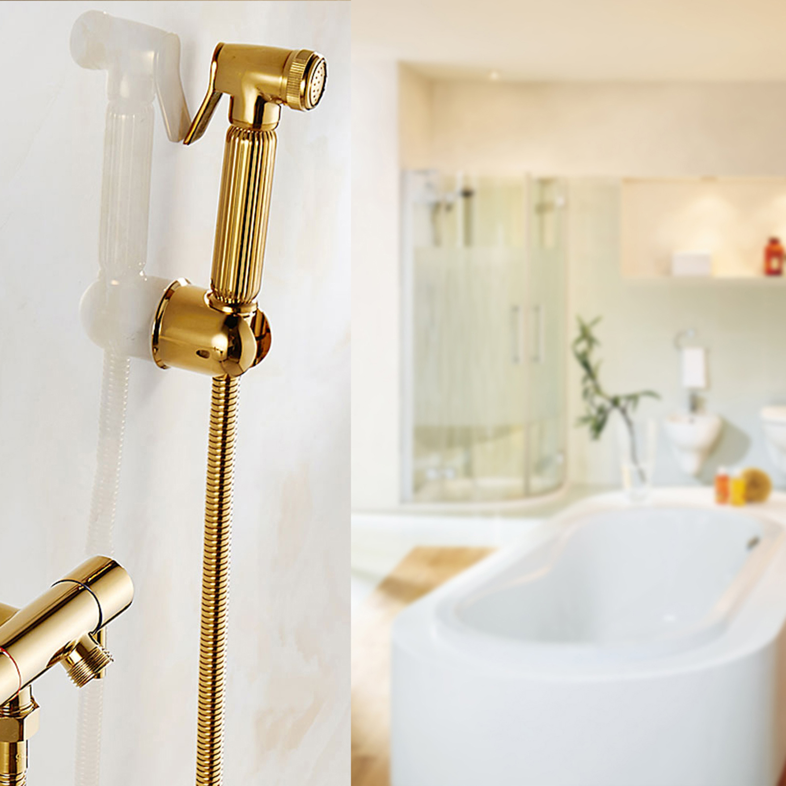 Wandmontiertes Bidet-wasserstrahlgerät Aus Massivem Messing Für Dusche Und Toilette, Tragbares Shattaf-set Mit Duschkopf, Badezimmeraccessoire