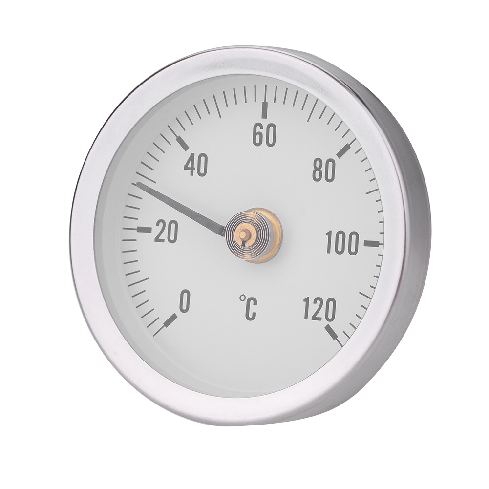 Bimetallisches, Federbelastetes Rohrthermometer, 63 Mm, Ip55 Wasserdicht, Staubdicht, Messbereich 0–120 °c, Oberflächenanzeige, Direktablesung