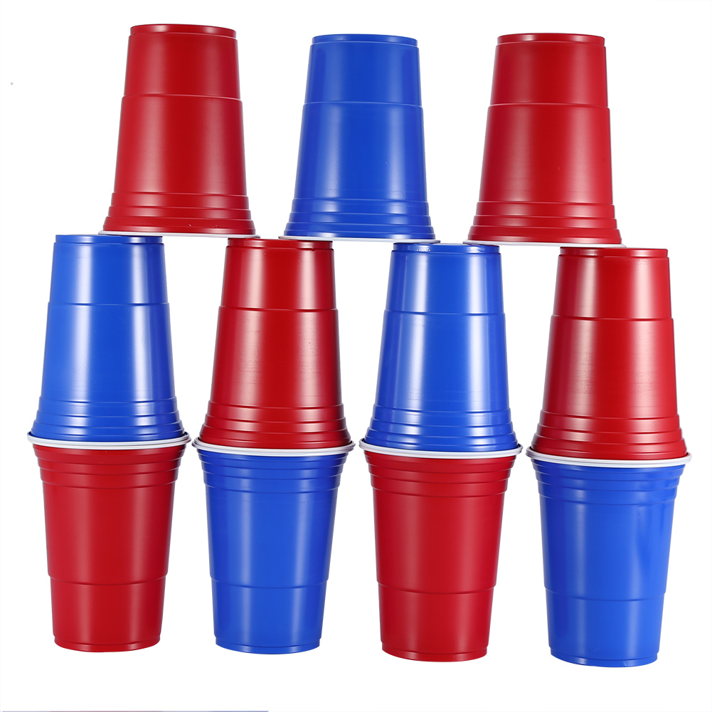 Beer-pong-set Mit 100 Roten Und Blauen Einwegbechern, Trinkspiel Für Partys, Wiederverwendbare Plastikbecher Für Abende Mit Freunden