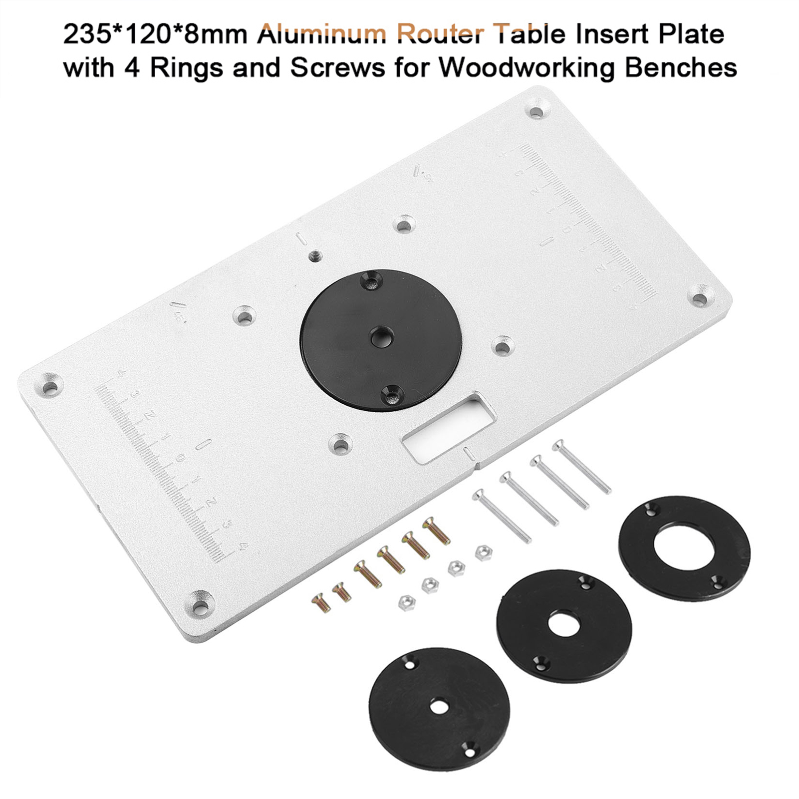 235 X 120 X 8 Mm Große Aluminium-frästisch-einlegeplatte Mit 4 Buchsen Und Schrauben Für Die Holzbearbeitungswerkbank