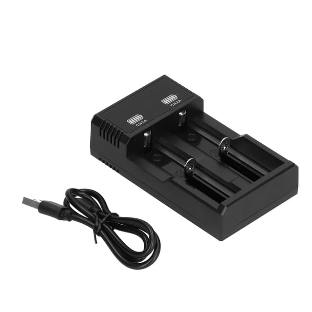 Universelles Ladegerät Mit 2 Usb-anschlüssen, Schnellladefunktion Und Kontrollleuchte Für 18500- Und 26650-lithium-akkus