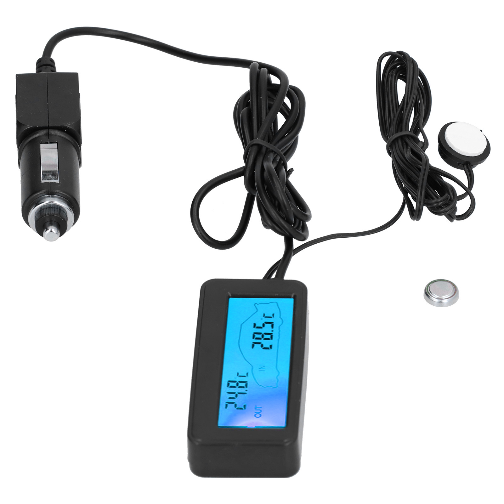 Elektronisches Miniaturthermometer Mit Lcd-anzeige, 12 V Gleichstrom, Für Auto, Innen- Und Außenbereich, Blau, Präzise Temperaturmessung