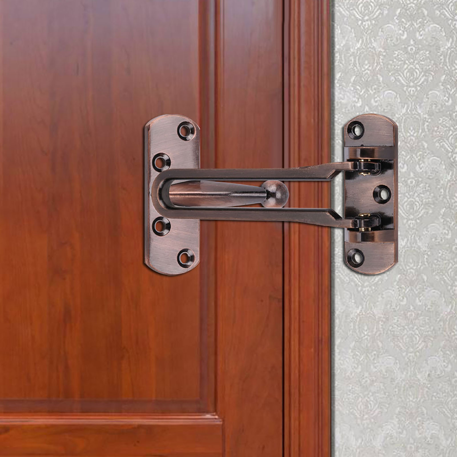 Verstärktes Sicherheitsschloss Aus Zinklegierung Für Innentüren, Einbruchhemmender Riegel, Rotbronzefarbene Oberfläche, Ideal Für Wohnhäuser Und Hotels