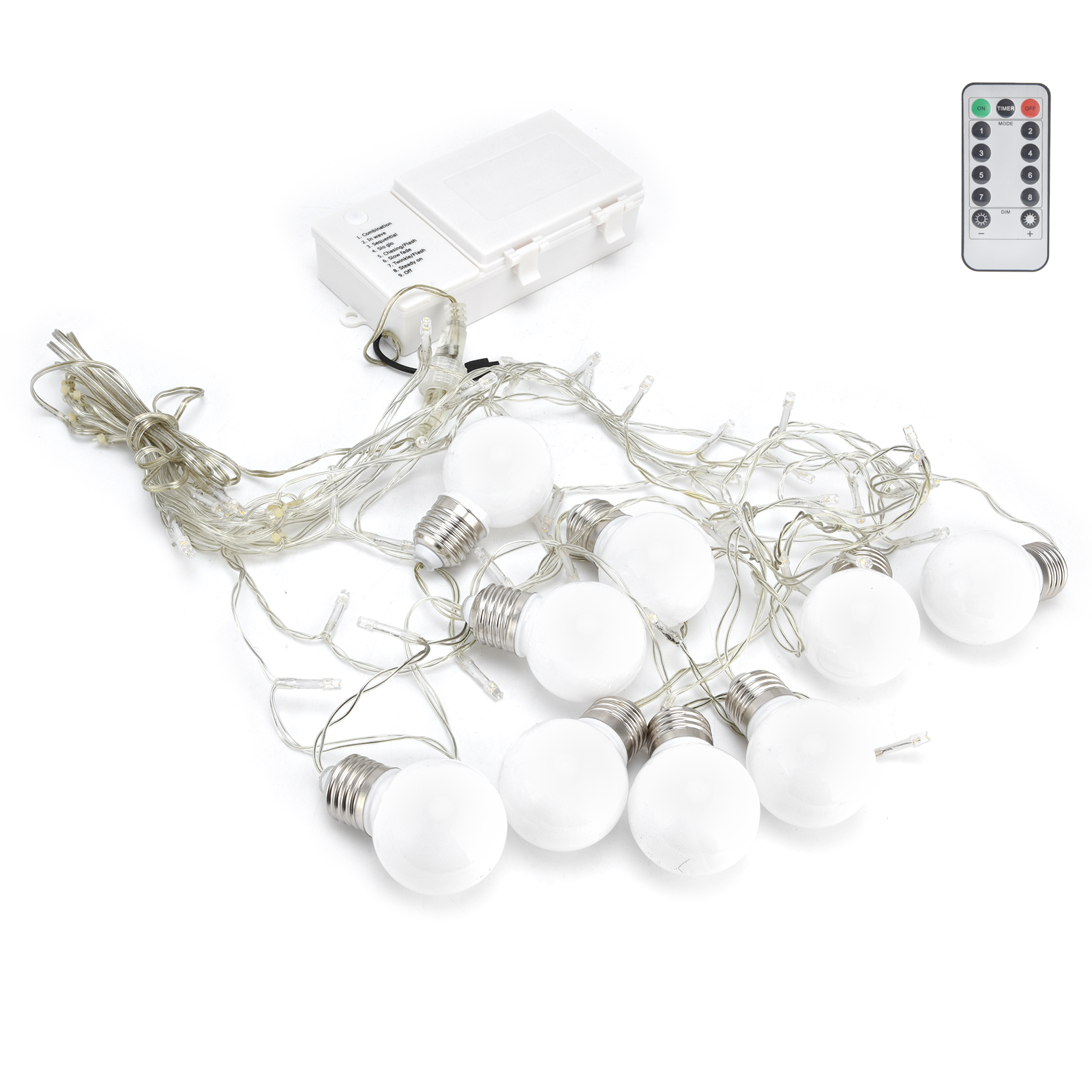 Lichterkette Für Den Außenbereich, 60 Leds, G50, Fernbedienung, 8 Beleuchtungsmodi, Ip45 Wasserdicht, Batteriebetrieben, Terrassen-/gartendekoration, Warmweiße Leds