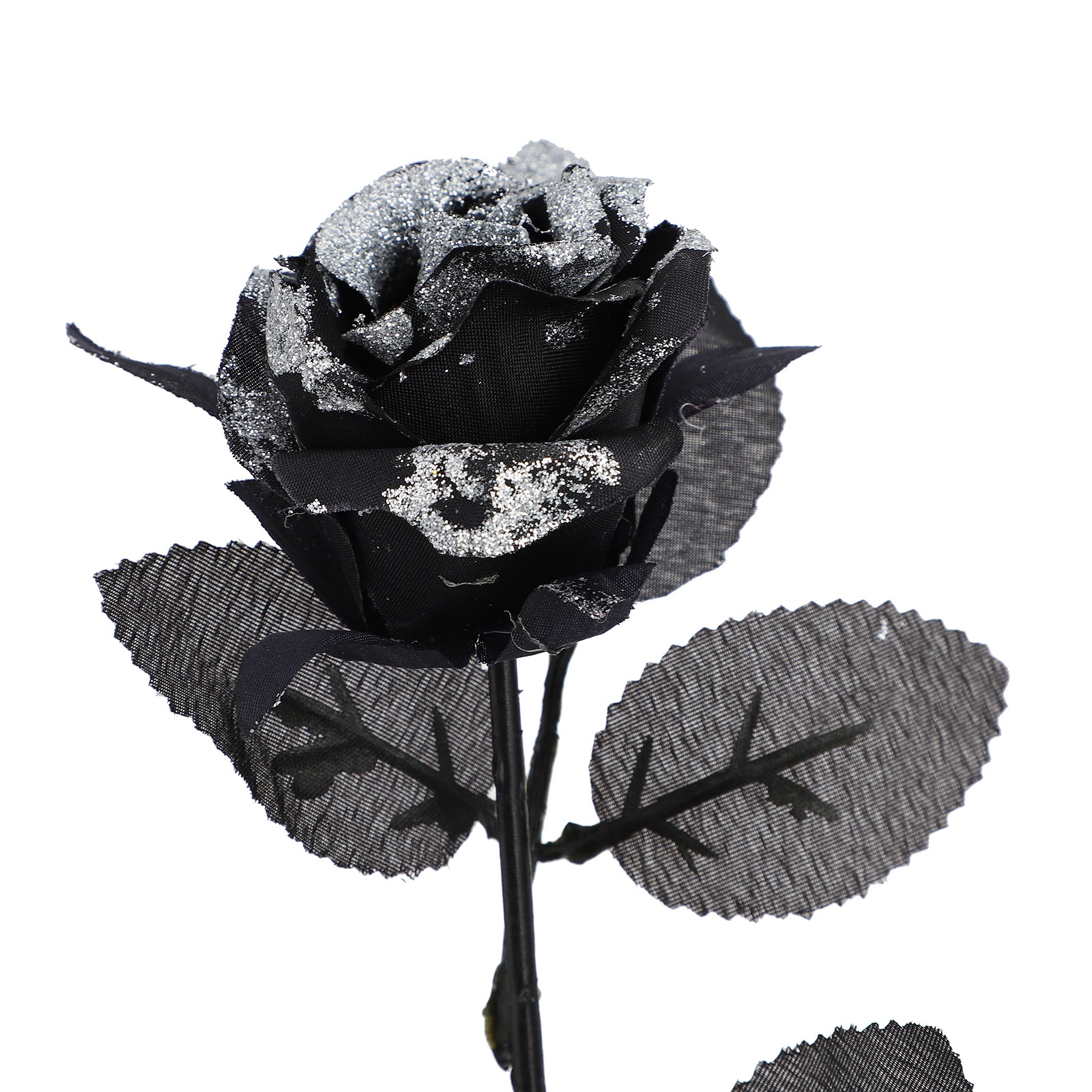 Künstliche Schwarze Glitzerrose, Mehrfarbige Kunstblume, Halloween-dekoration, Set Aus Synthetischen Rosen Mit Pailletten