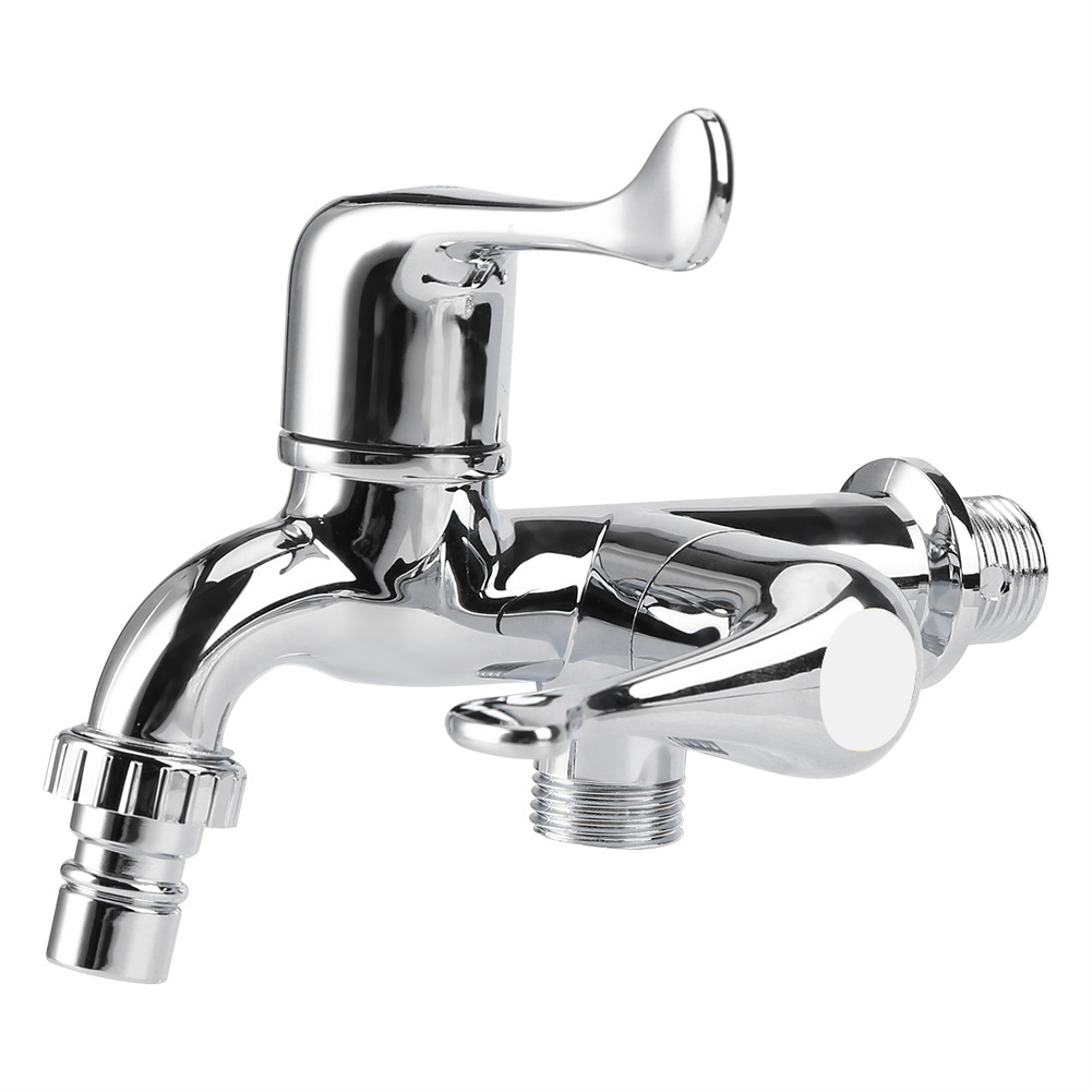 Abs-waschmaschinenarmatur Mit Doppelauslauf Und Griff, G1/2-wasserzulauf, Für Spülbecken Und Waschbecken, Schwenkbarer Auslauf, Praktisches Ventil, Waschmaschinenanschluss, Umstellarmatur, 1 Stück.
