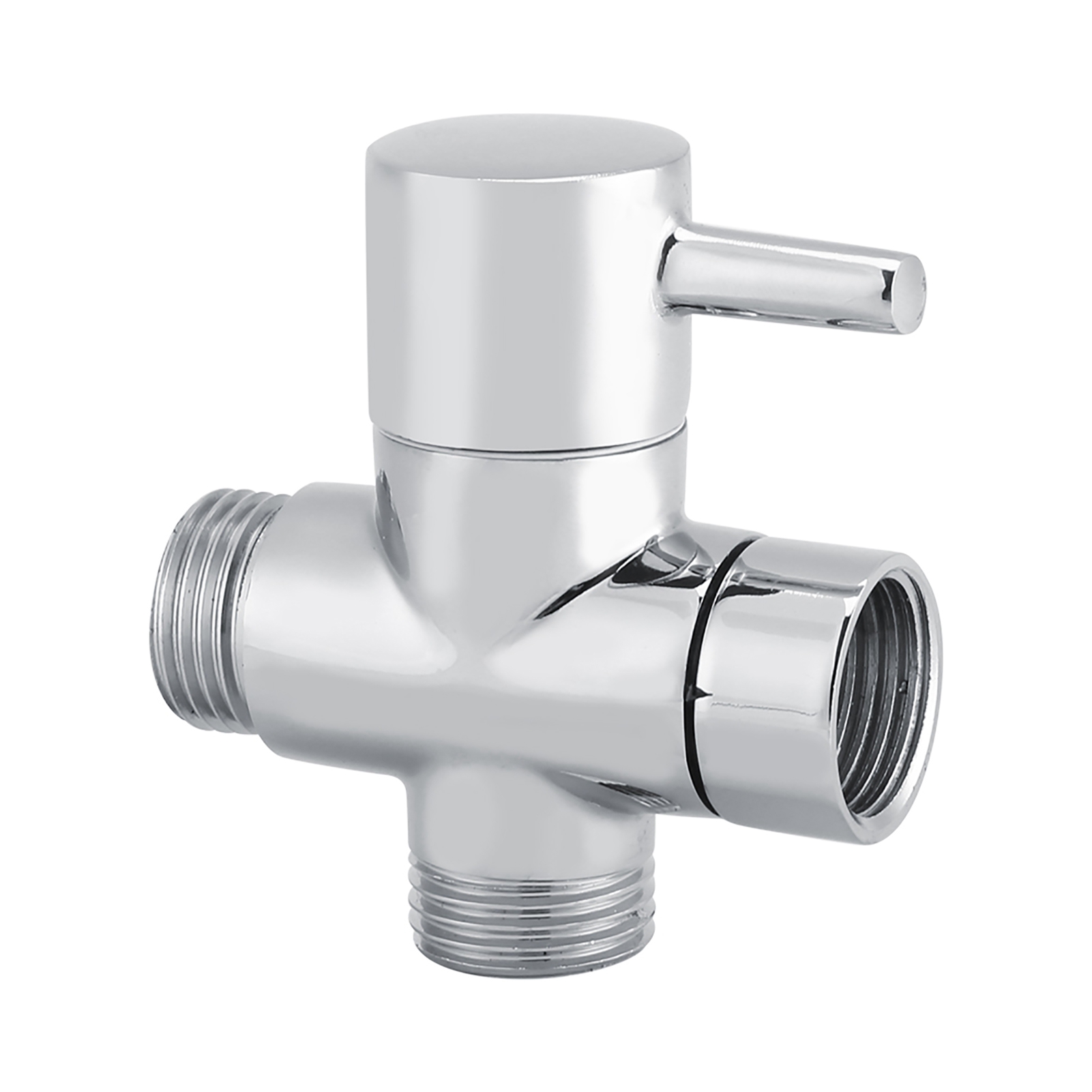 3-wege-t-förmiges Verteilerventil Mit Absperrventil Für Dusche, Wc Und Bidet – Sprühadapter, Verchromt