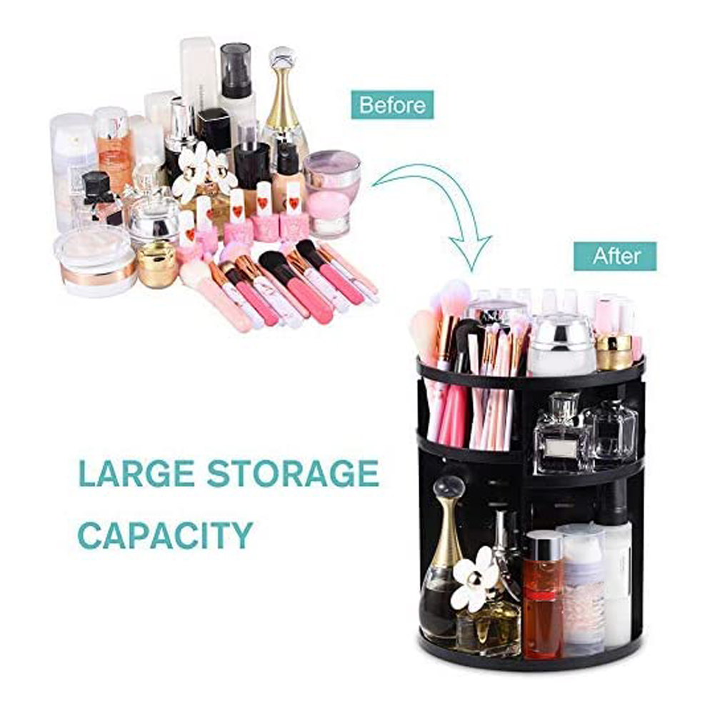 360° Drehbarer Kosmetik-organizer, Schwarzes Drehbares Make-up-regal, Badezimmeraufbewahrung