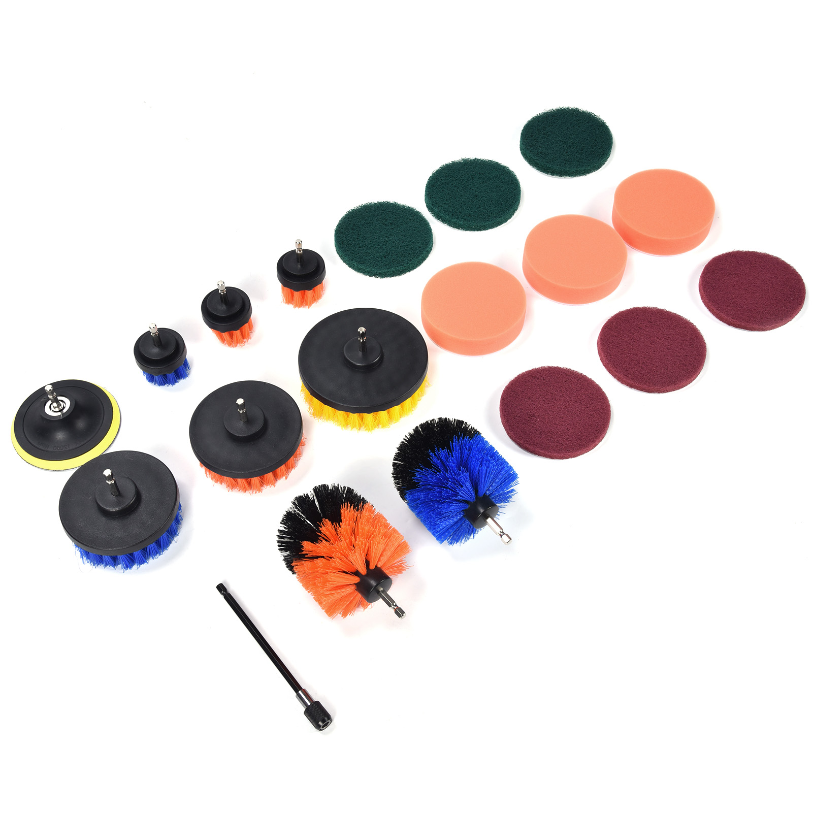 Set Mit 19 Bohrbürsten Zur Wandreinigung, Schleifschwämmen, Kunststoff-polierpads, Bohrzubehör