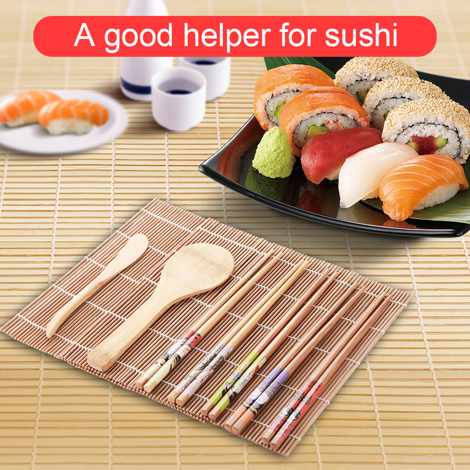 13-teiliges Bambus-sushi-set, Selbstgemachtes Sushi-besteckset, Geschenk Für Kochbegeisterte, Zubehör Für Familienmahlzeiten Im Büro Oder Auf Partys.