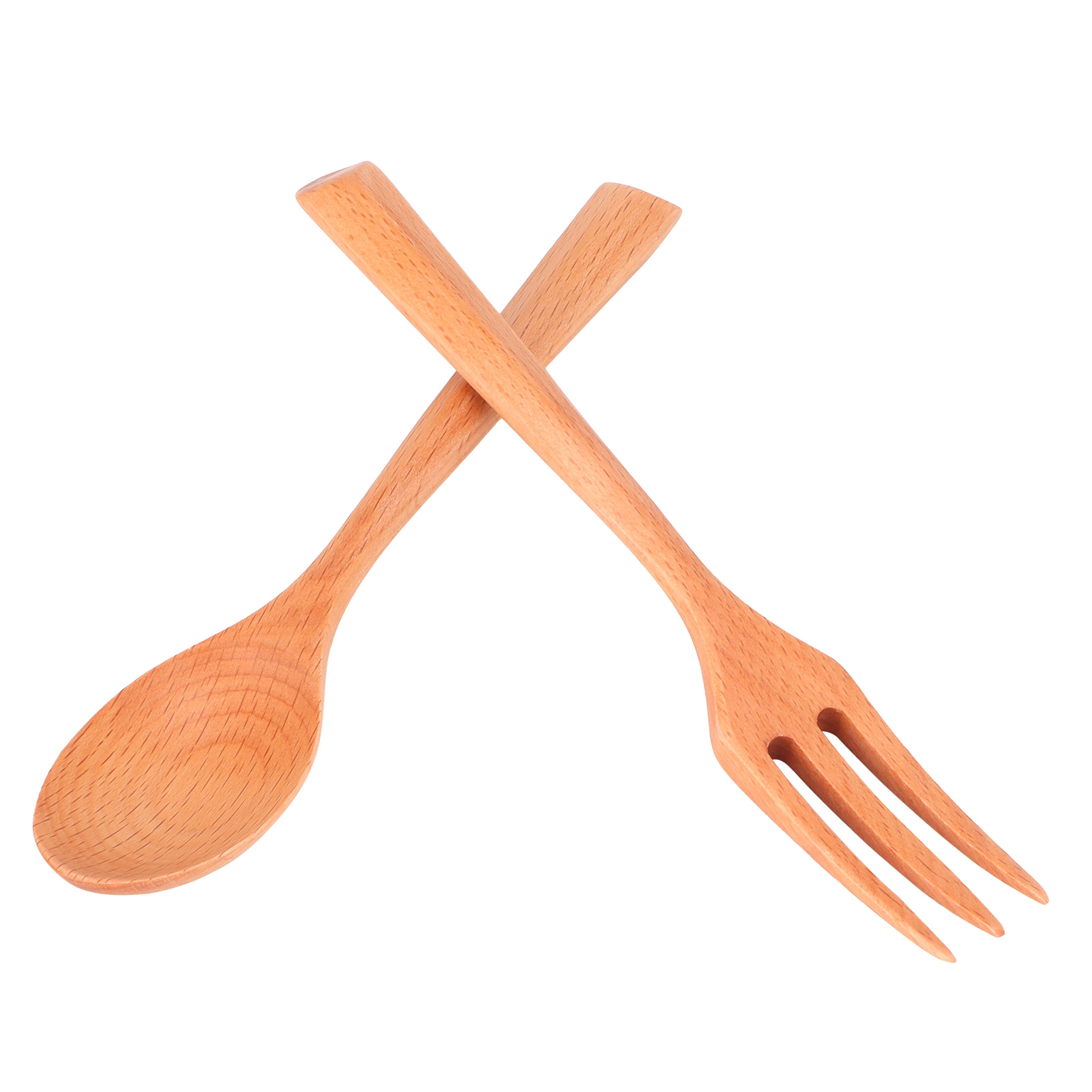 Set Aus 2 Besteckteilen Aus Buchenholz, Hitzebeständiger Löffel Und Gabel, Langlebige Küchenutensilien Für Zuhause, Restaurant Und Büro
