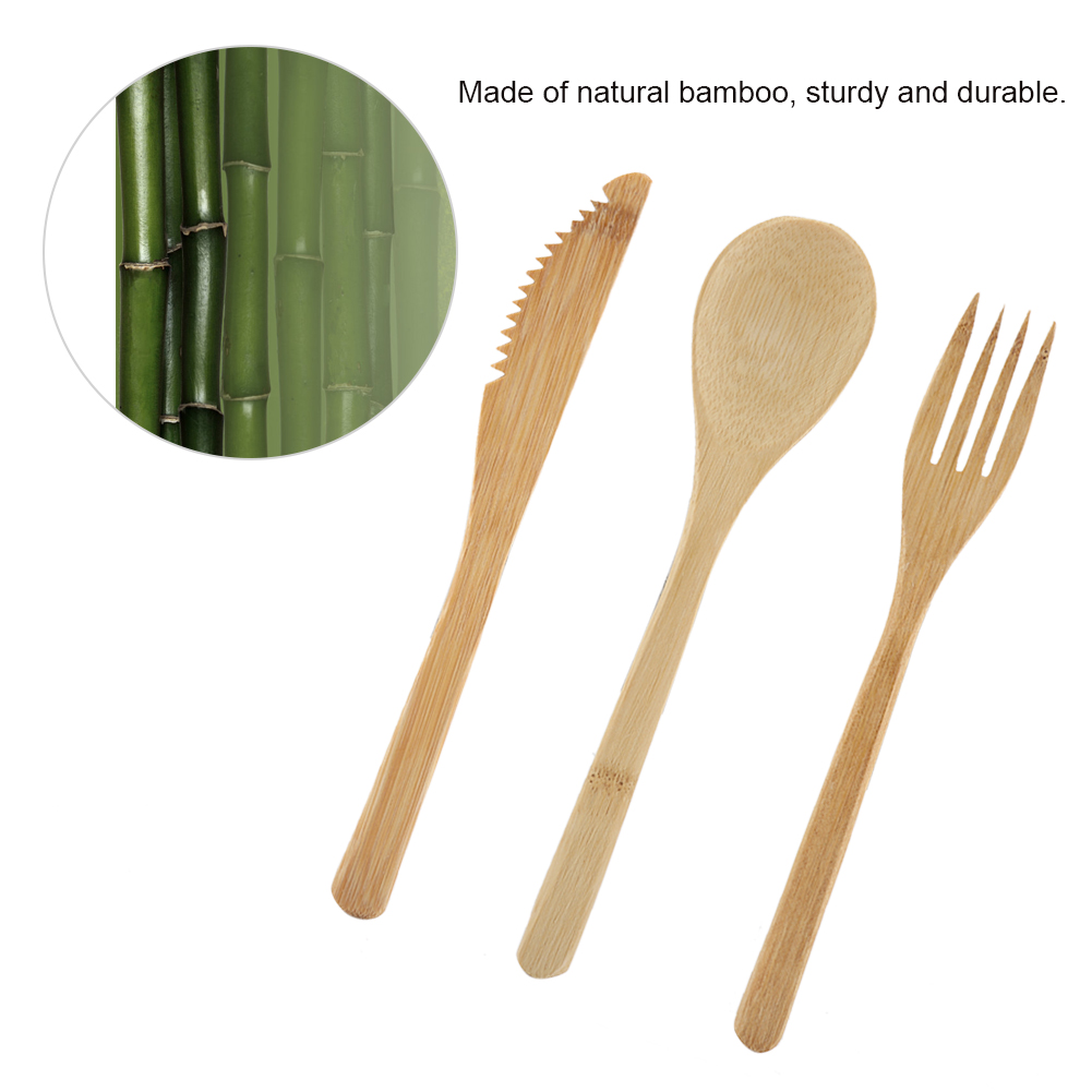 Wiederverwendbares Bambus-geschirrset Im Japanischen Stil, Komplettes Besteckset Mit Messer, Gabel Und Löffel, Nachhaltiges, Umweltfreundliches Set Für Den Täglichen Gebrauch.