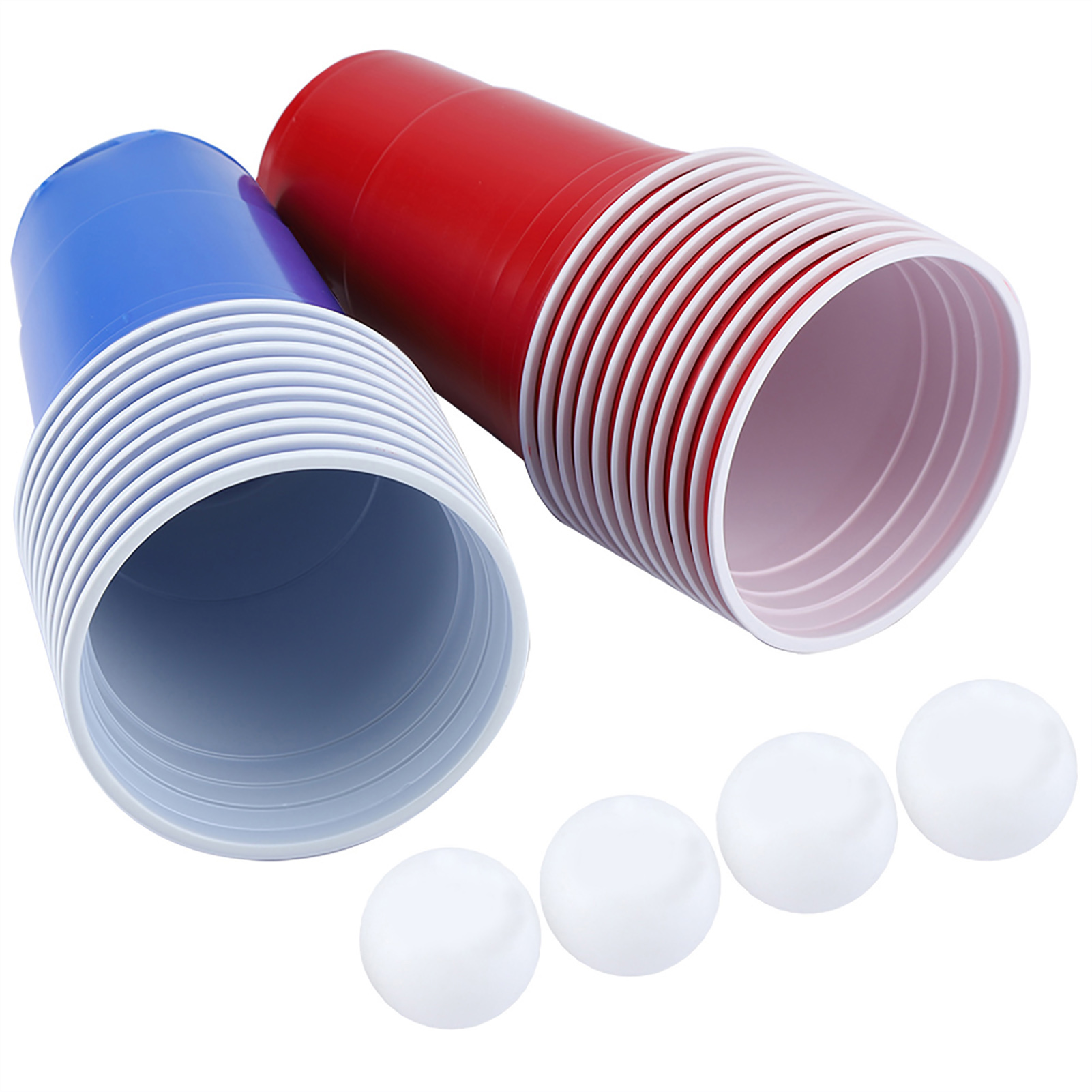 Beer-pong-set Mit 22 Bechern + 4 Tischtennisbällen, Rotes Und Blaues Trinkspiel Für Partys Und Abende