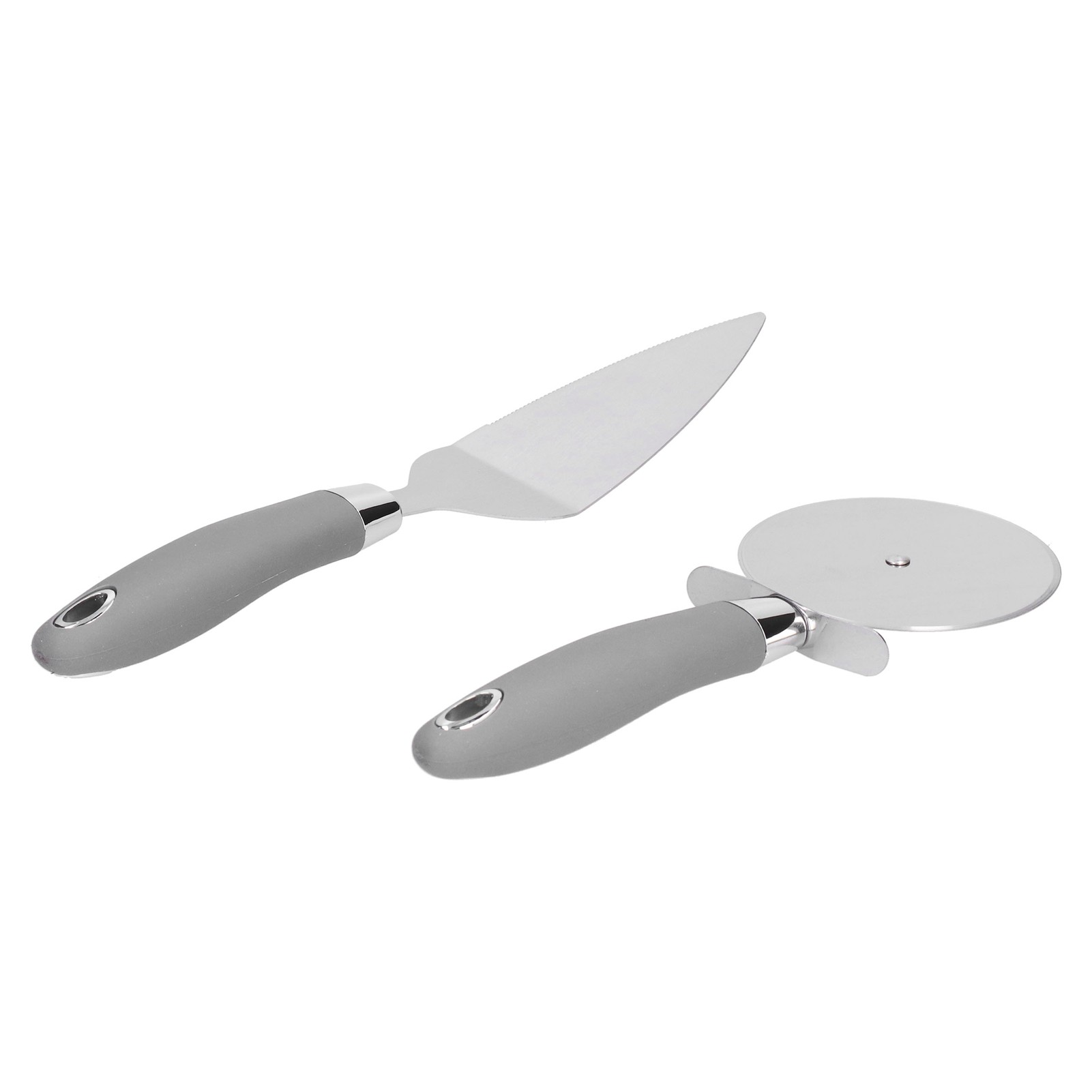 Set Aus 2 Pizzawerkzeugen Aus Edelstahl: Pizzaschneider Und Pizzaschieber, Professionelles Küchenzubehör Zum Schneiden Und Servieren.