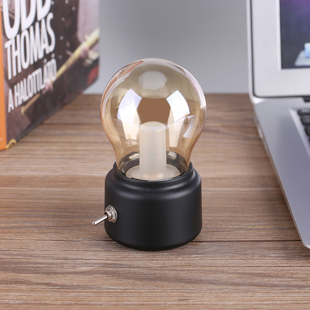 Schwarze Led-retro-nachttischlampe, Usb-aufladbar, Tragbares Kreatives Nachtlicht, Stimmungsbeleuchtung, Vintage-design, Kabellos.