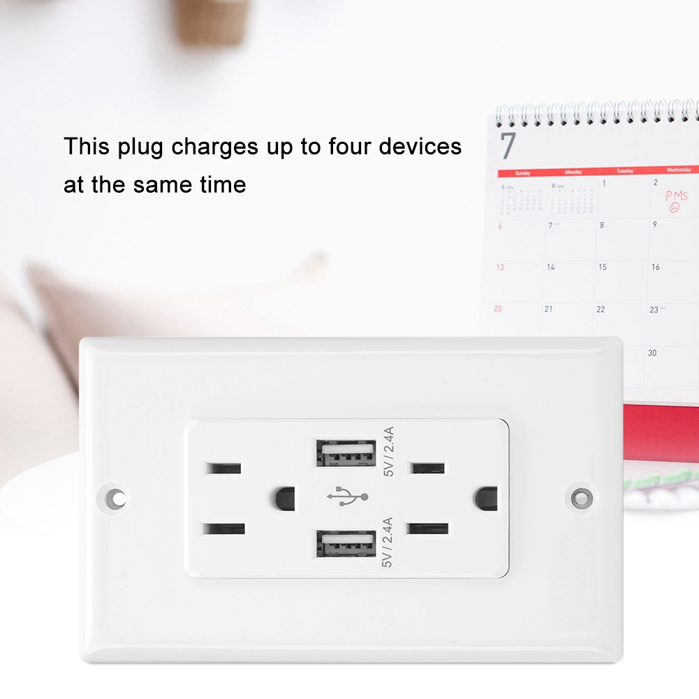 Usb-wandladegerät Mit Überspannungsschutz, Dual-usb-anschlussadapter, Mehrfachsteckdosen-ladestation