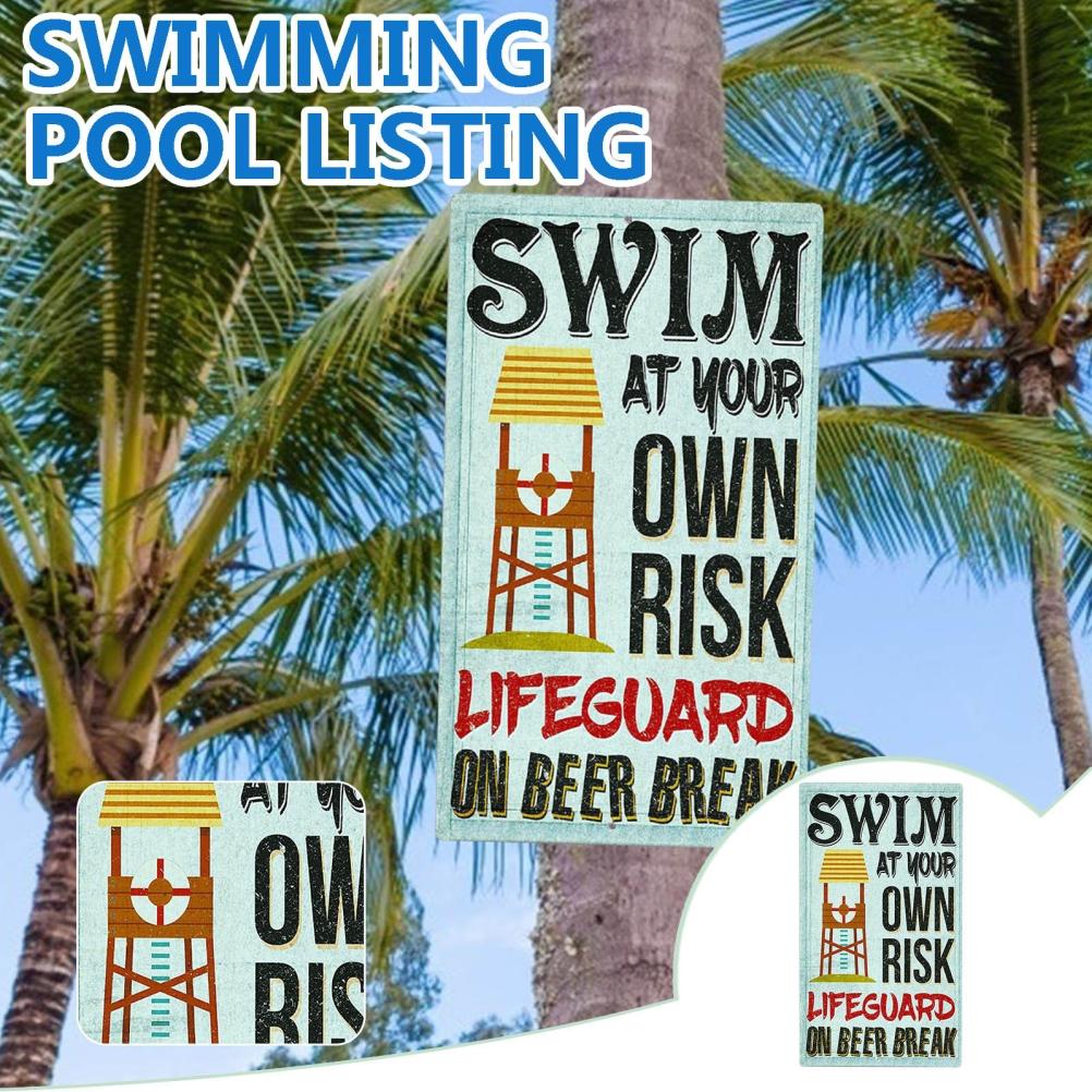 Humorvolles Schwimmbadschild, Dekoratives Metallschild Für Schwimmbäder, Witziges Schild Für Außenpools, Originelles Geschenk.