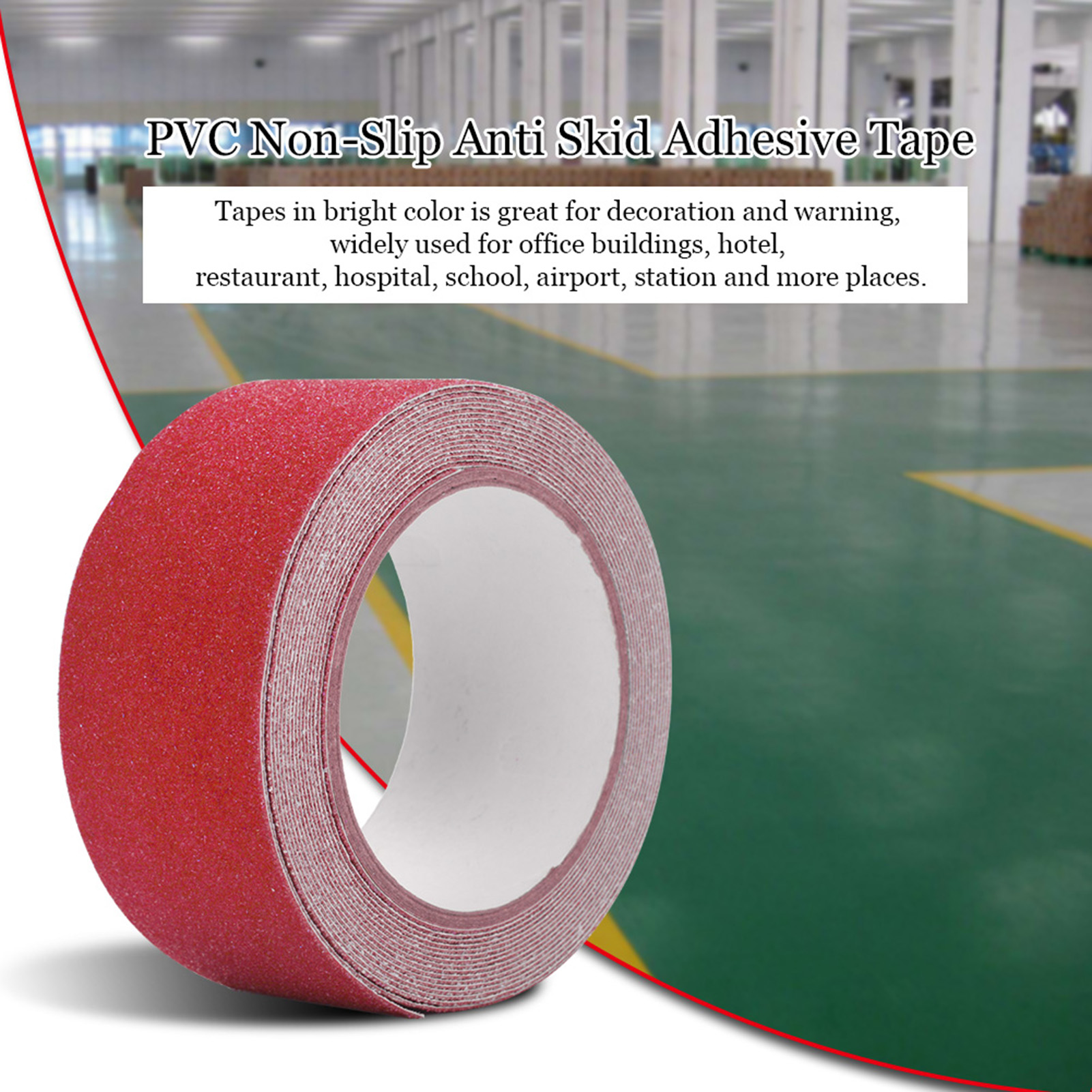 M X 5 Cm Pvc-antirutschband, Rot, Rutschfest Für Treppen Und Böden, Für Sicherheit Und Dekoration, Starke Klebefläche