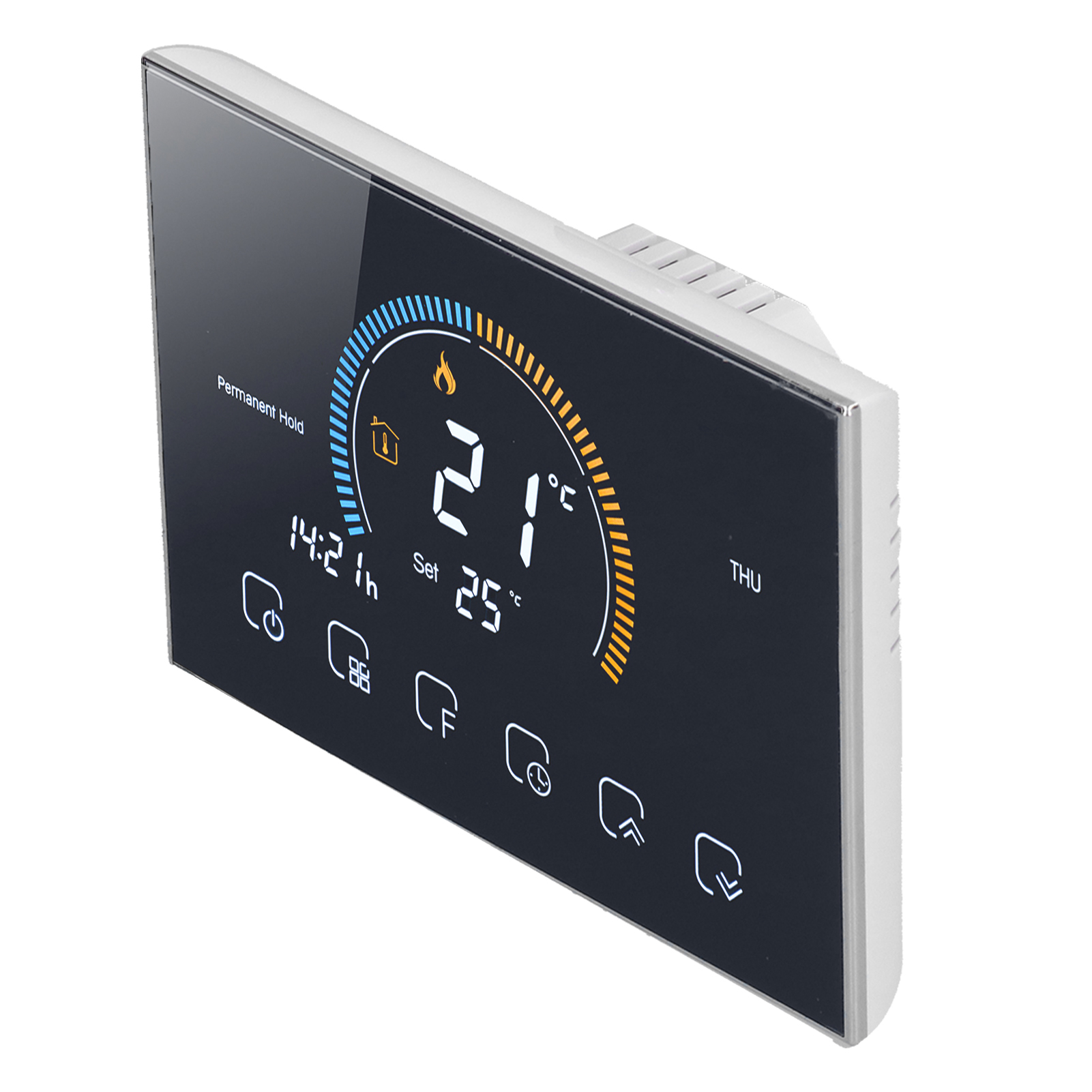 Intelligenter Thermostat Für Zuhause, Hintergrundbeleuchteter Lcd-temperaturregler Für Wasser Und Gas (ac 95–240 V), Schwarzer Regler Bht8000gc, Heizungskompatibel