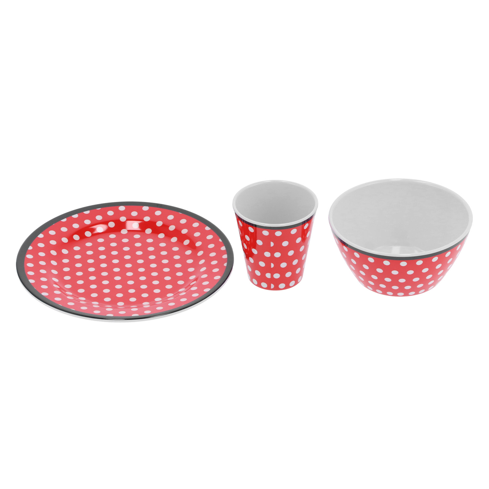 Obstteller, Schüssel, Tasse Set, Geschirrset Mit Rotem Punktmuster, Küchenaccessoires, Zuhause
