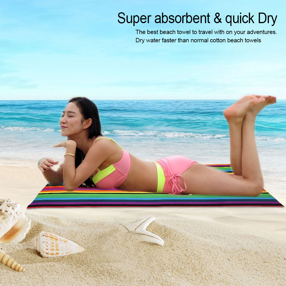 Leichtes Mikrofaser-strandtuch (100 X 180 Cm), Großes, Saugfähiges, Mehrfarbiges Badetuch, Schnelltrocknend, Ideal Für Pool Und Reisen