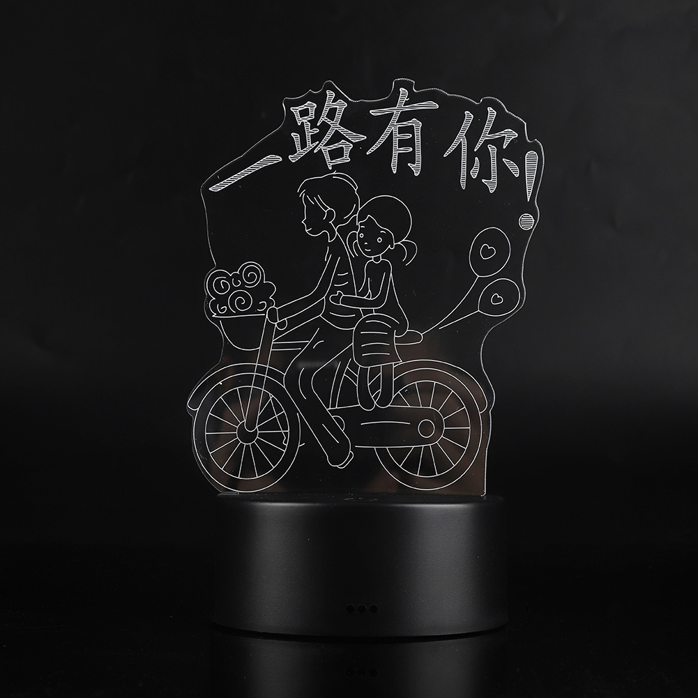3d-acryl-usb-lampe (4,5 V) Mit Schwarzem Sockel, Berührungsschalter, 7 Wechselnden Farben Und Dekorativem Lichtmuster Für Stimmungsvolles Ambiente.