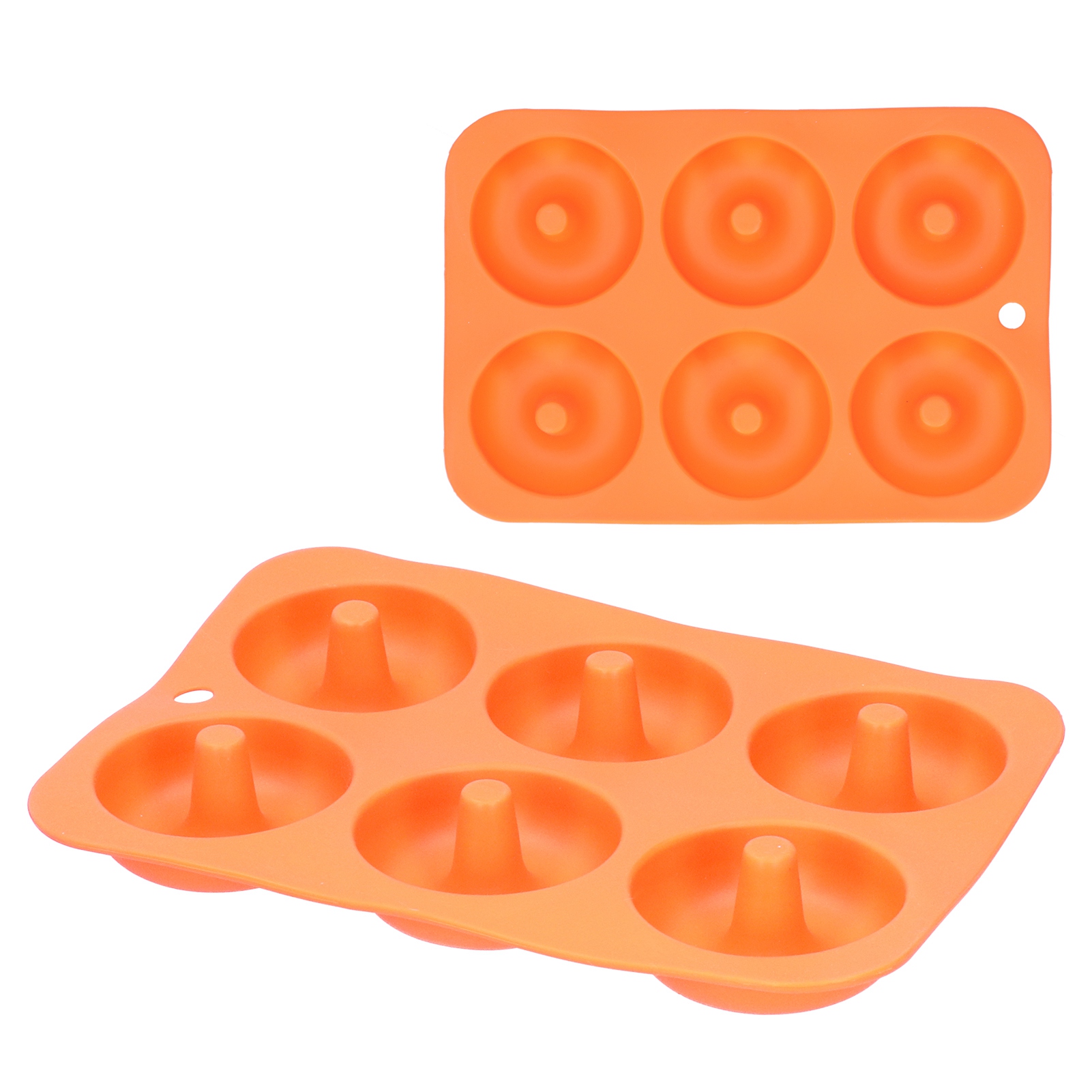Silikon-donutform Mit 6 Mulden, Antihaftbeschichtete Runde Schokoladenkuchenform, Backblech, Orangefarbenes Backwerkzeug