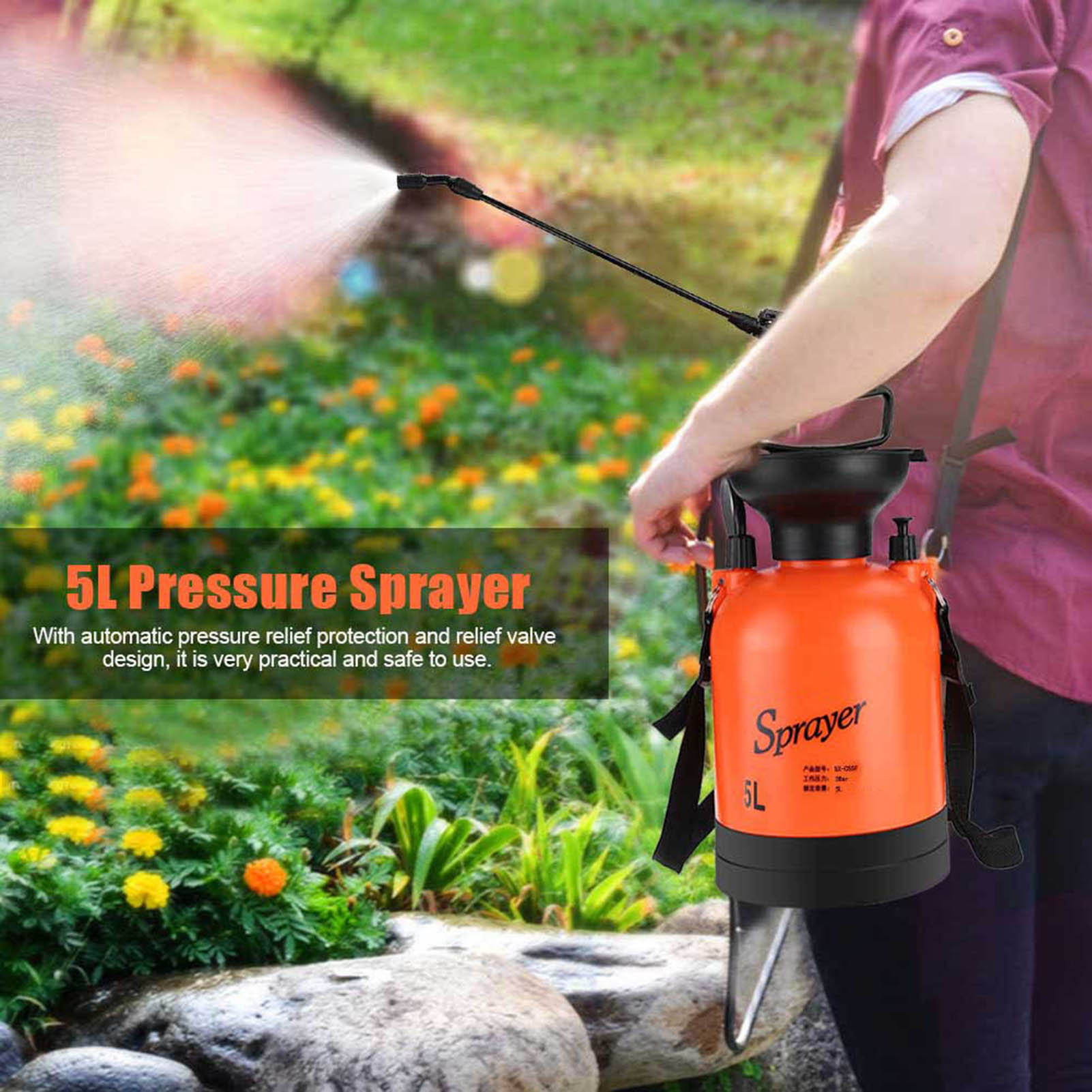 5-liter-druckgartenspritze Mit Schultergurt, Für Landwirtschaft Und Gartenbau, Professionelle Handspritze