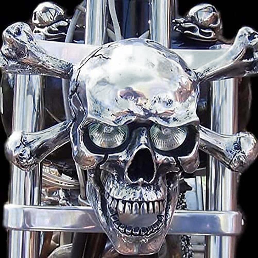 Motorrad-totenkopf-hängelampe, Totenkopf-dekoration Aus Harz, Halloween-party, Outdoor-schmuckbeleuchtung Im Skelett-stil, Phosphoreszierend