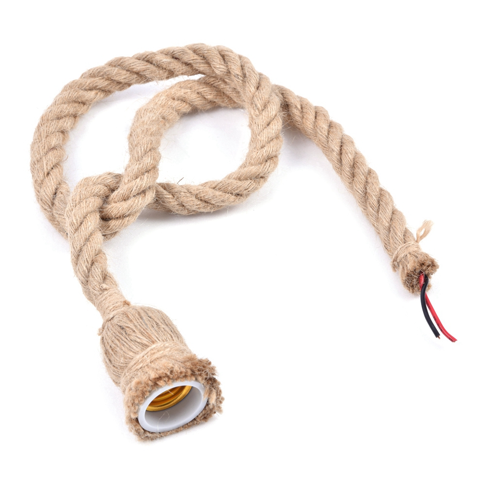 Hanfseil-hängeleuchte, Industrielle Loft-deckenleuchte, Kronleuchter Im Vintage-design, Wohnaccessoire, Einzelbirne, 1 Stück