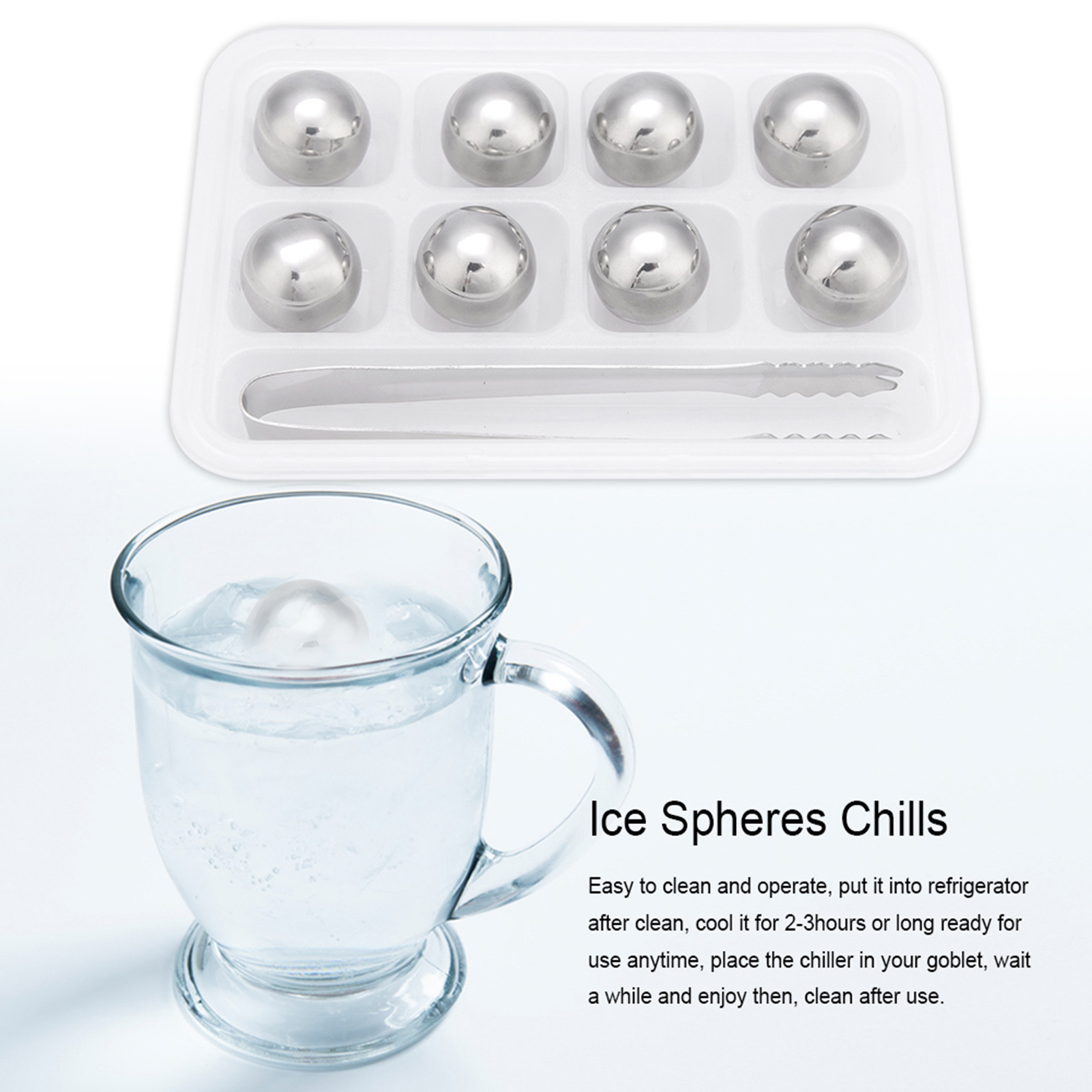 Eiskugeln Aus Edelstahl Zum Kühlen Von Wein, Whisky Und Anderen Getränken Eissteine Mit Zange, 2er-set