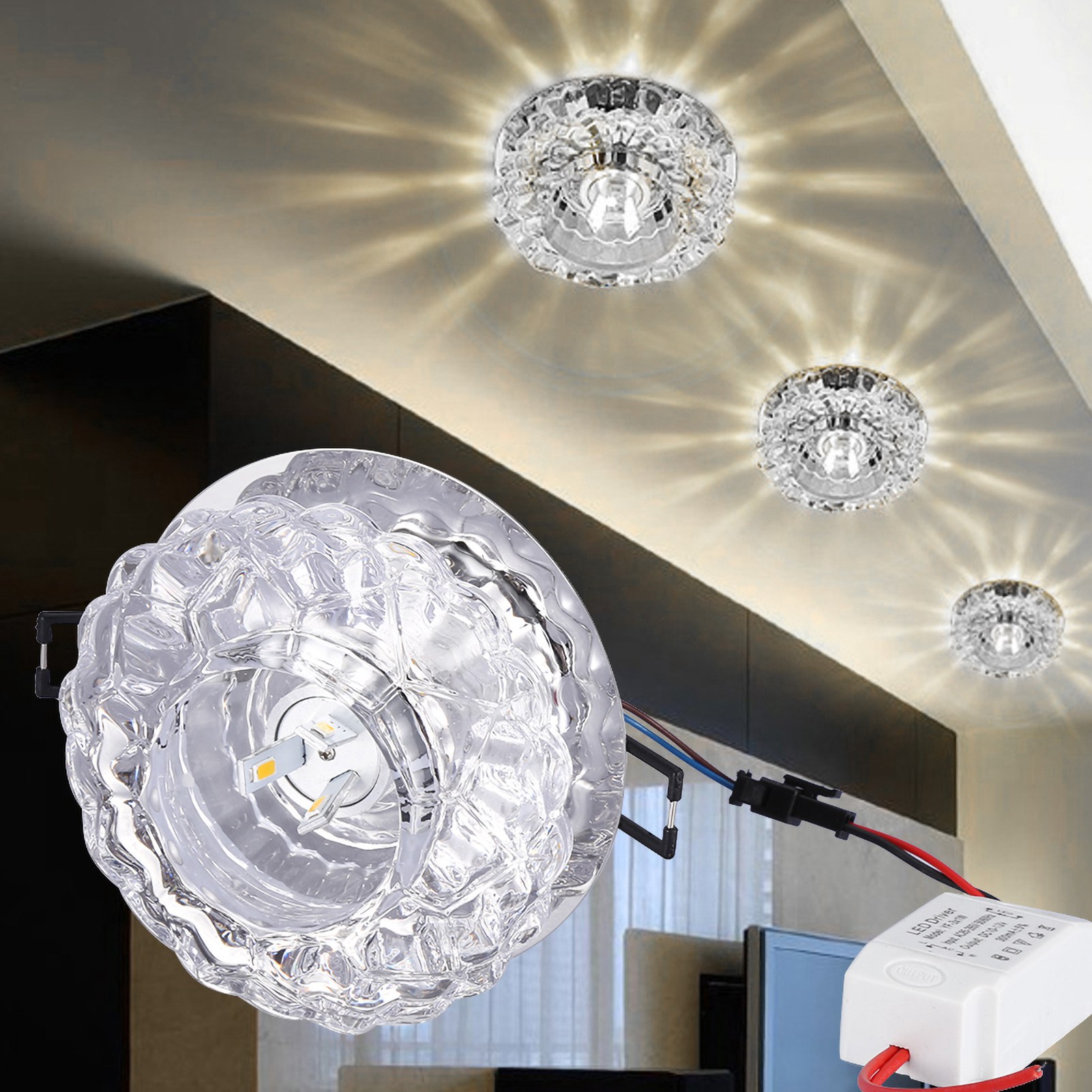 3-w-led-einbaustrahler, Weiß, Deckenleuchte, Dekorativer Strahler Für Zuhause, Kaltweißes Licht