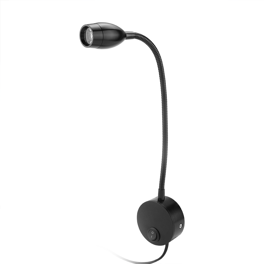 Robuste, Verstellbare Schwarze Led-nachttischlampe Für Hotelzimmer, 50240v Mit Eu-stecker, Flexible Und Zuverlässige Bettbeleuchtung.