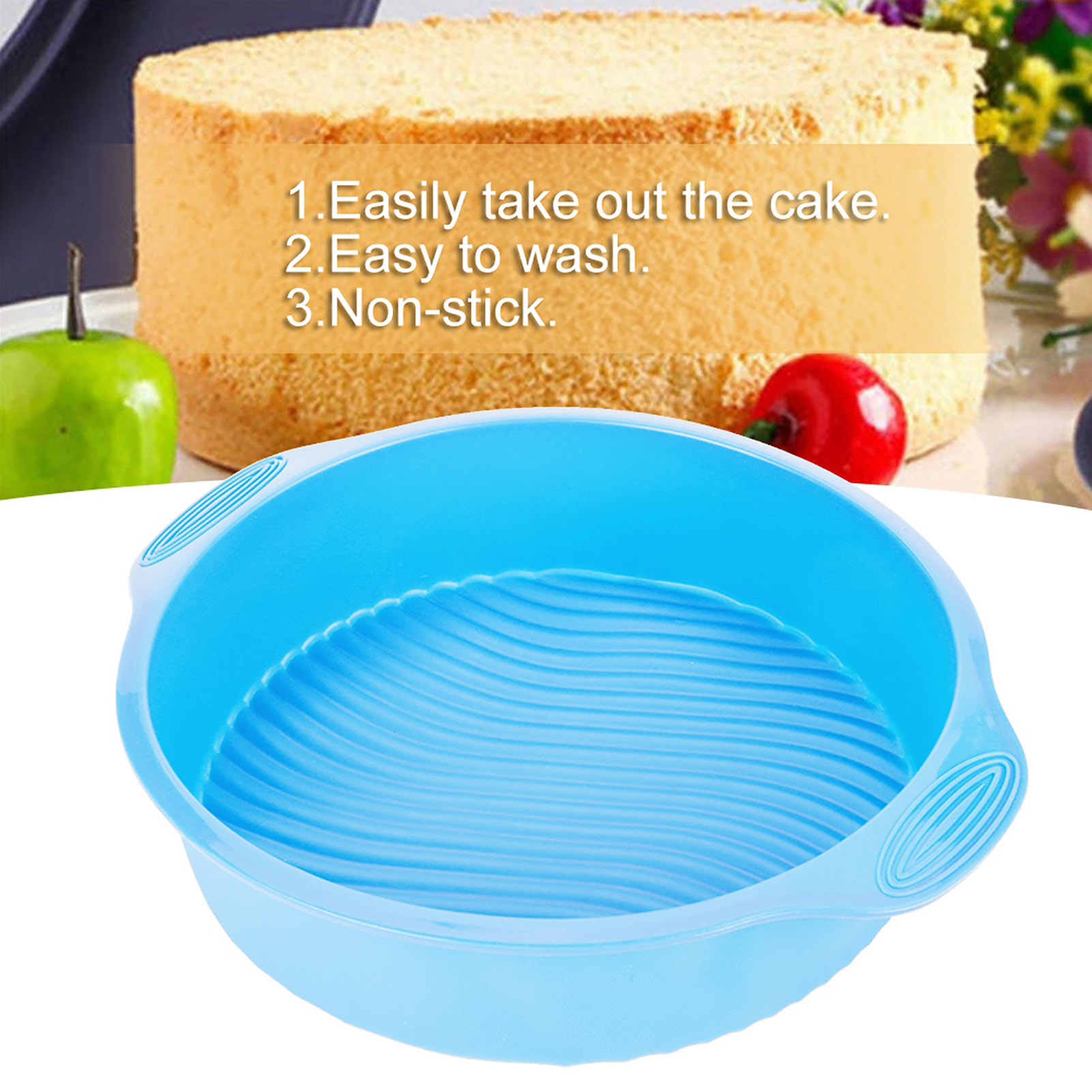 Runde Silikon-kuchenform (23 Cm Durchmesser), Blaue Backform Für Den Backofen, Flexibel, Antihaftbeschichtet, Wiederverwendbar, Einfaches Backen Und Perfektes Herauslösen