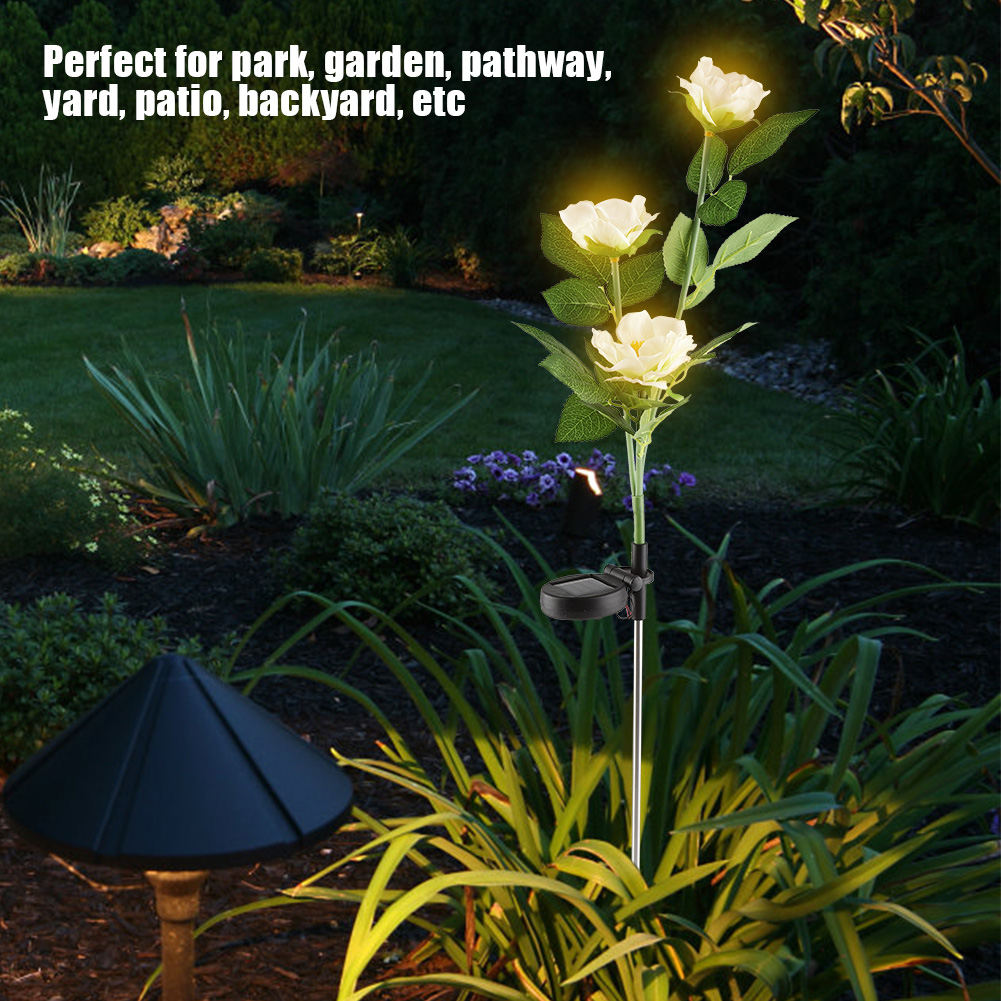 Solarbetriebene Led-kamelienblume Für Garten, Rasen Und Landschaft, Warmweißes Nachtlicht, Wasserdichte Dekoration
