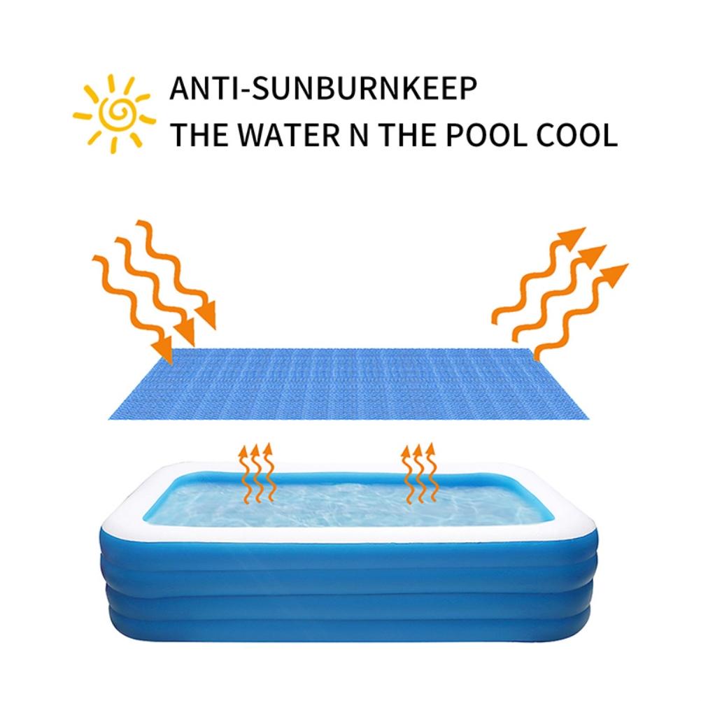 Blaue Solar-poolabdeckung, Rechteckige Heizabdeckung, Wärmeschutz, Außenpoolabdeckung, 1 Stück, Standardgröße.