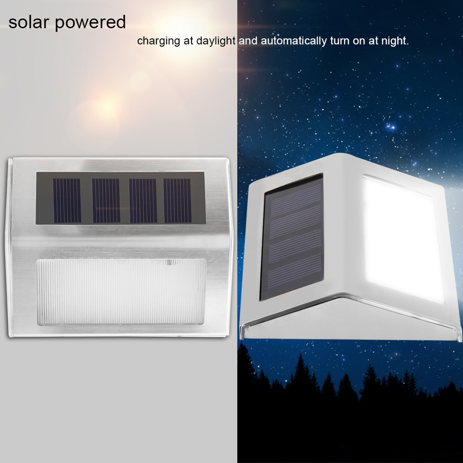 Wasserdichte 3-led-solarstraßenleuchte Aus Edelstahl Für Gartenwege, Landschaftsbeleuchtung Mit Weißem Licht, Kabellose Außenwandleuchte